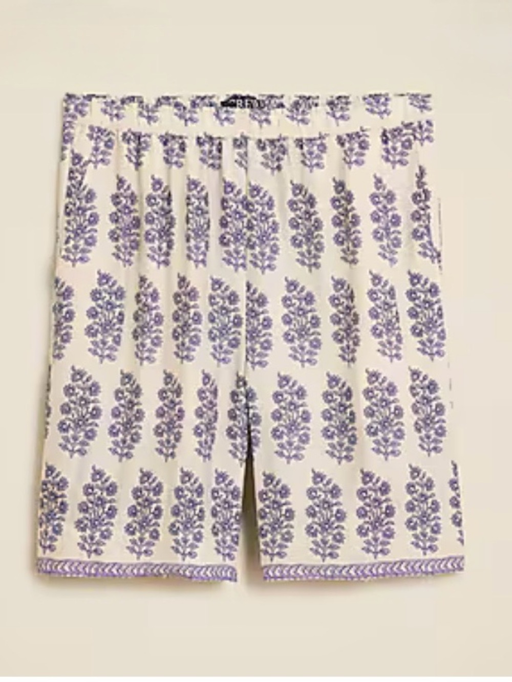 J. Crew White Shorts with Lavender Floral Block Print